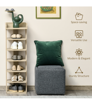 Shoe Rack Organizer 7 Tier Storage Shelf Wooden Display Cabinet Oak