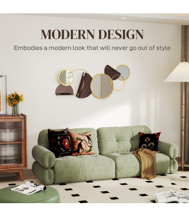 HOMCOM Metal Wall Art, Decorative Mirror Decor for Living Room, Gold Tone