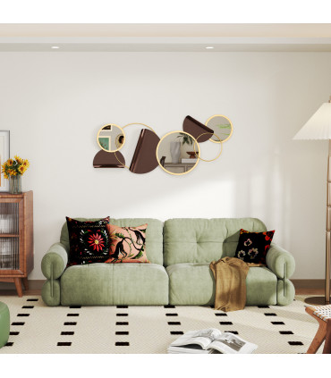 HOMCOM Metal Wall Art, Decorative Mirror Decor for Living Room, Gold Tone