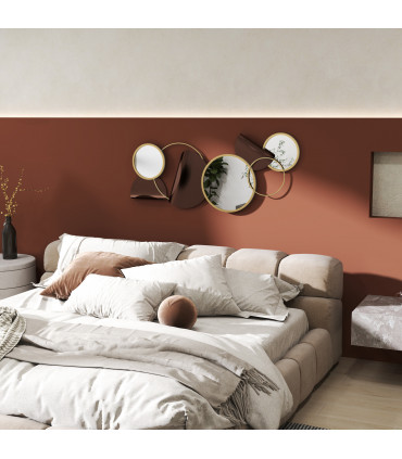 HOMCOM Metal Wall Art, Decorative Mirror Decor for Living Room, Gold Tone