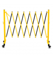 Metal Expandable Barricade, 11 Feet Retractable Fence Outdoor, Mobile Safety Barrier Gate, Easily Assembled Expanding Gate with Casters, Collapsible Accordion Barricade Gate Outdoor