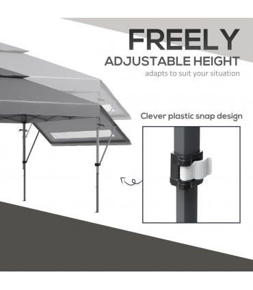 Outsunny 5 x 3(m) Pop Up Gazebo, Instant Shelter with Extend Dual Awning, Grey