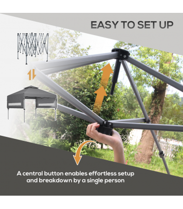 Outsunny 5 x 3(m) Pop Up Gazebo, Instant Shelter with Extend Dual Awning, Grey