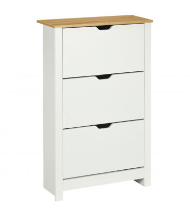 HOMCOM 18-Shoe Storage Cabinet 6 Shelves 3 Drawers Tabletop 4 Legs Modern White