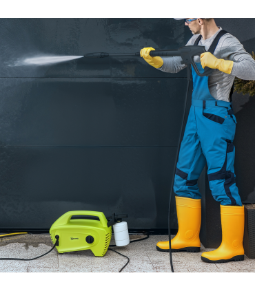 Outsunny 1600W Power Washer 130 Bar Pressure Washer 6M Hose, Nozzle, Green