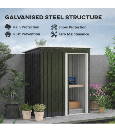 Outsunny 5 x 3ft Garden Storage Shed Sliding Door Sloped Roof Tool Black