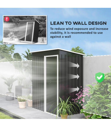 Outsunny 5 x 3ft Garden Storage Shed Sliding Door Sloped Roof Tool Black