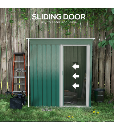 Outsunny 5 x 3ft Garden Storage Shed Sliding Door Sloped Roof Tool Green