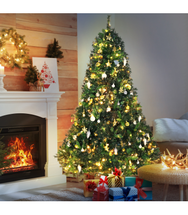 1.8m 6ft Pre-Lit Artificial Christmas Tree 200 LED  Tree Decorative Balls Stand