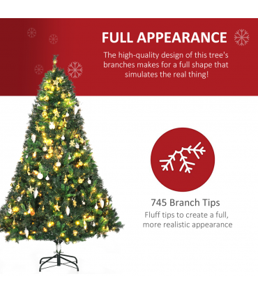 1.8m 6ft Pre-Lit Artificial Christmas Tree 200 LED  Tree Decorative Balls Stand