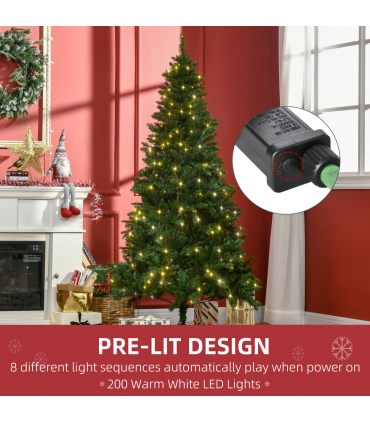 6 Feet Christmas Tree Warm White LED Light Holiday Home Decoration, Green