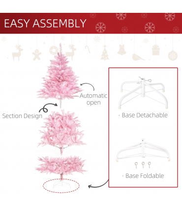 6FT Artificial Christmas Tree Holiday Xmas Automatic Open for Home Party Pink