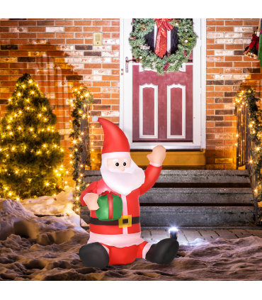 4ft Inflatable Christmas Santa Claus Gift with LED Xmas  Holiday Outdoor