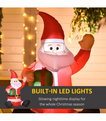4ft Inflatable Christmas Santa Claus Gift with LED Xmas  Holiday Outdoor