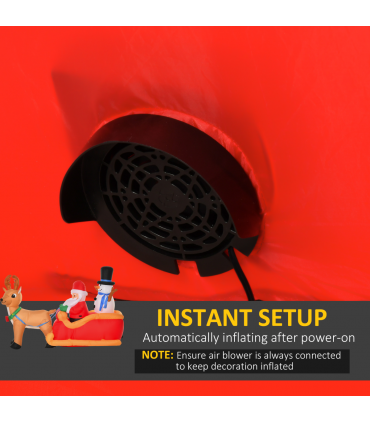 4ft Christmas Inflatable Santa Claus on Sleigh Deer LED Lighted Indoor Outdoor