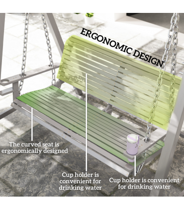 Outsunny 2 Seater Wooden Garden Swing Seat Hammock Bench Lounger, Grey
