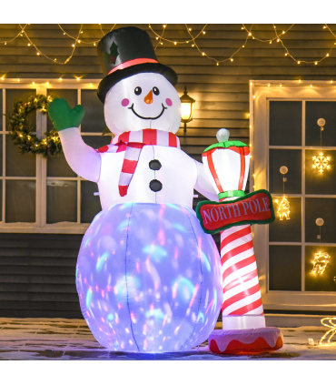8ft Tall Christmas Inflatable Snowman Street Lamp Lighted Garden Lawn