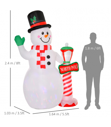 8ft Tall Christmas Inflatable Snowman Street Lamp Lighted Garden Lawn