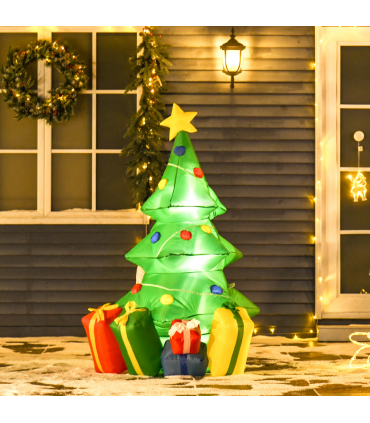 5ft Inflatable Christmas Tree Xmas Air Blown  LED Lawn Yard Outdoor Ornaments