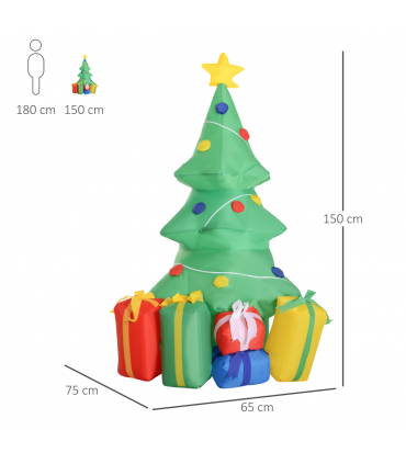 5ft Inflatable Christmas Tree Xmas Air Blown  LED Lawn Yard Outdoor Ornaments