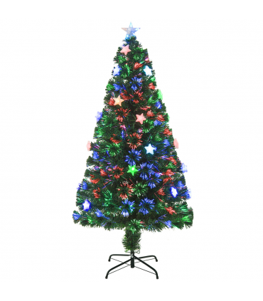 5FT Prelit Artificial Christmas Tree Fibre Optic Star LED Light Xmas Deco Green