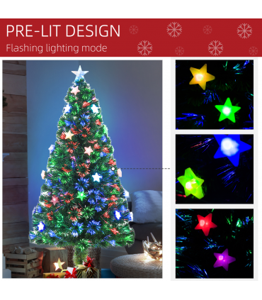 5FT Prelit Artificial Christmas Tree Fibre Optic Star LED Light Xmas Deco Green