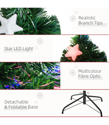 5FT Prelit Artificial Christmas Tree Fibre Optic Star LED Light Xmas Deco Green