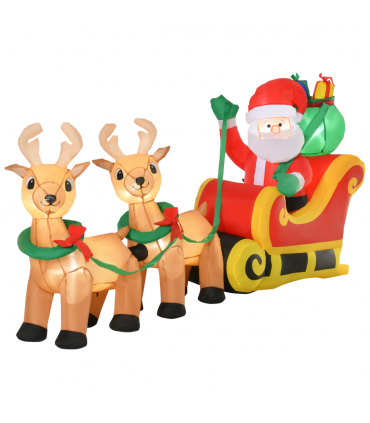 3.5ft Christmas Inflatable Santa Claus on Sleigh LED Indoor Outdoor