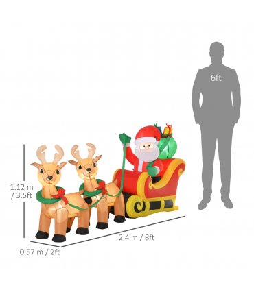 3.5ft Christmas Inflatable Santa Claus on Sleigh LED Indoor Outdoor