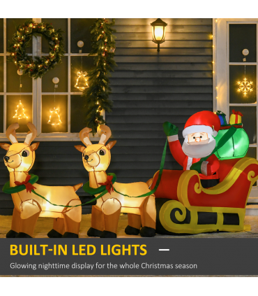 3.5ft Christmas Inflatable Santa Claus on Sleigh LED Indoor Outdoor