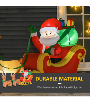 3.5ft Christmas Inflatable Santa Claus on Sleigh LED Indoor Outdoor