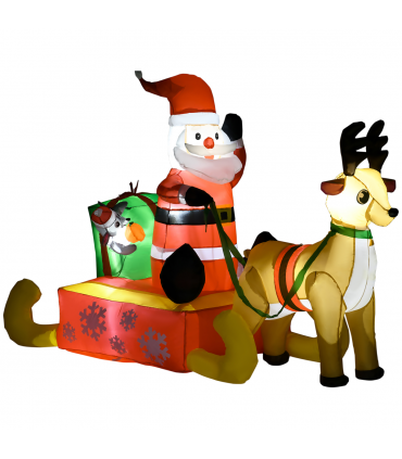 4ft Christmas Inflatable Santa Claus Sledge Sleigh Reindeer Blow Up Xmas Garden