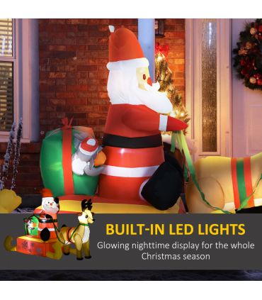 4ft Christmas Inflatable Santa Claus Sledge Sleigh Reindeer Blow Up Xmas Garden