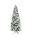 6 Foot Snow Flocked Artificial Christmas Tree Holiday with Pencil Shape HOMCOM