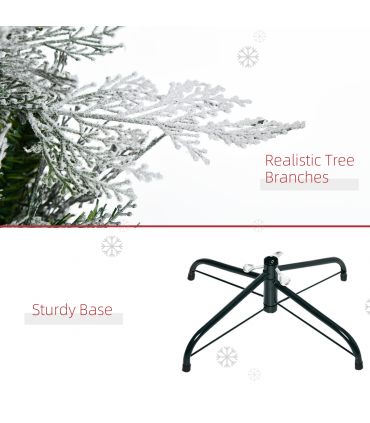 6 Foot Snow Flocked Artificial Christmas Tree Holiday with Pencil Shape HOMCOM
