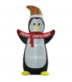 HOMCOM 8ft Inflatable Penguin & Christmas Banner Decoration Inner LED Lights