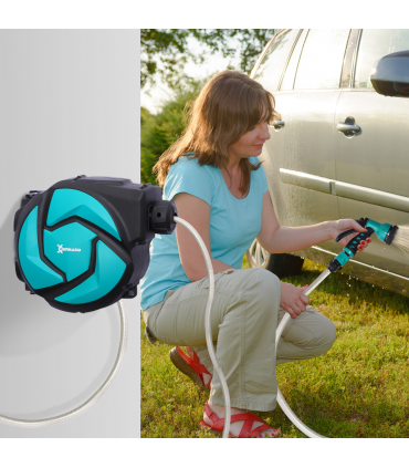 10M Water Hose Reel Compact Garden Car Locking Auto Retract Spray Durhand