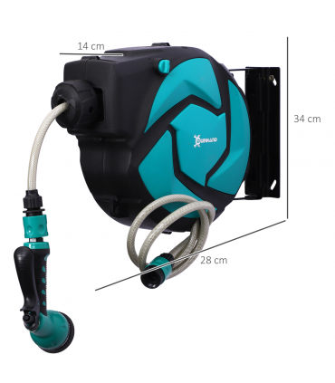 10M Water Hose Reel Compact Garden Car Locking Auto Retract Spray Durhand