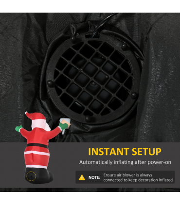 Outsunny 8' Inflatable Christmas Santa Claus Holds Light Sign of Blessings LED