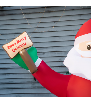 Outsunny 8' Inflatable Christmas Santa Claus Holds Light Sign of Blessings LED