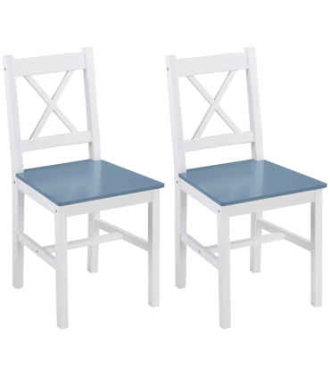 Dining Chairs Set of 2, Pine Wood Frame, Cross Back for Kitchen White
