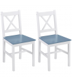 Dining Chairs Set of 2, Pine Wood Frame, Cross Back for Kitchen White