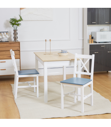 Dining Chairs Set of 2, Pine Wood Frame, Cross Back for Kitchen White