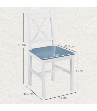 Dining Chairs Set of 2, Pine Wood Frame, Cross Back for Kitchen White