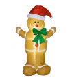 HOMCOM 6ft Christmas Inflatable Gingerbread Man & Santa Hat w/ LED Lights