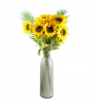 100cm Yellow Artificial Sunflower Arrangement Glass Vase