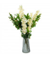 60cm Artificial Berry Delphinium Cream Flower Mix Glass Vase
