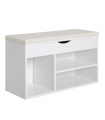 HOMCOM Wooden Shoes Cabinet Bench Hidden Storage Padded Seat Organiser White