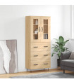 vidaXL Highboard Sonoma Oak 69.5x34x180 cm Engineered Wood