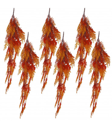 6 x 100cm Artificial Hanging Maidenhair Fern Plant Autumn Orange